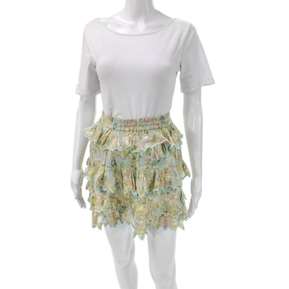 Hemant & Nandita Womens Multicolor Floral Mini Skirt Viscose Metallic Size XS